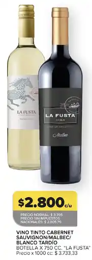 Carrefour La fusta vino tinto cabernet sauvignon/malbec/ blanco tardío oferta