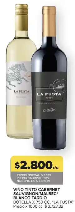 La fusta vino tinto cabernet sauvignon/malbec/ blanco tardío