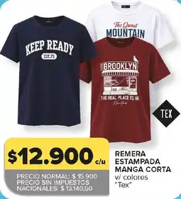 Carrefour Tex remera estampada manga corta oferta