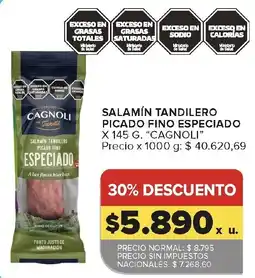 Carrefour Cagnoli salamín tandilero picado fino especiado oferta