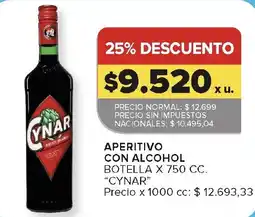 Carrefour Cynar aperitivo con alcohol oferta