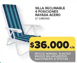 Carrefour Silla reclinable 4 posiciones rayada acero v/ colores oferta