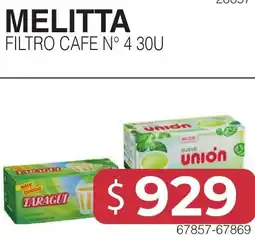 Masivos Melitta filtro cafe n° 4 30u oferta