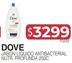 Masivos Dove jabon liquido antibacterial nutr. profunda oferta