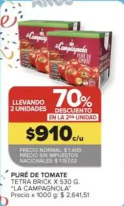 Carrefour Market La campagnola - puré de tomate tetra brick x 530 g oferta