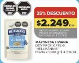 Carrefour Market Hellmann's - mayonesa liviana doy pack oferta
