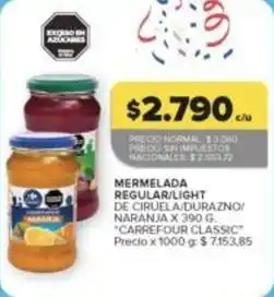 Carrefour Market Carrefour - mermelada regular/light de ciruela/durazno/naranja oferta