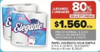 Elegante - papel higiénico hoja simple