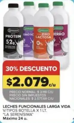 Carrefour Market La serenísima - leches funcionales larga vida v/tipos botella x 1 lt oferta