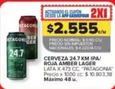 Carrefour Market Patagonia - cerveza 24.7 km ipa/ roja amber lager oferta