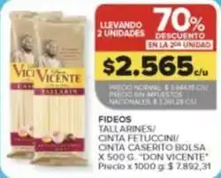 Carrefour Market Don vicente - fideos tallarines/cinta fetuccini/cinta caserito bolsa oferta