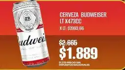 Makro Budweiser - cerveza lt x473cc oferta
