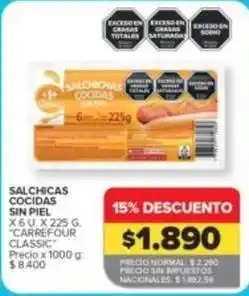 Carrefour - salchichas cocidas sin piel
