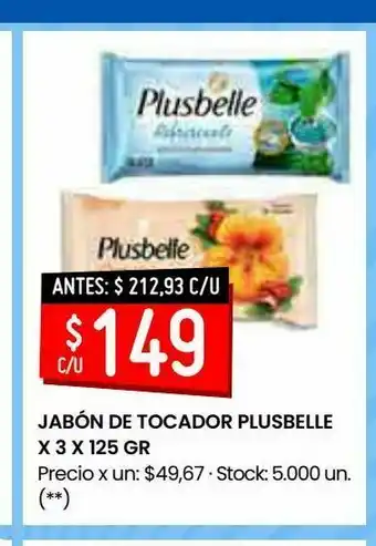 Changomas Jabón de tocador plusbelle x 3 x 125 gr oferta