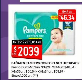 Changomas Pañales pampers confort sec hiperpack oferta
