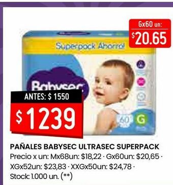Changomas Pañales babysec ultrasec superpack oferta