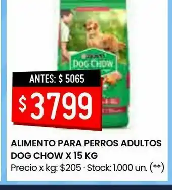 Changomas Alimento para perros adultos dog chow x 15 kg oferta