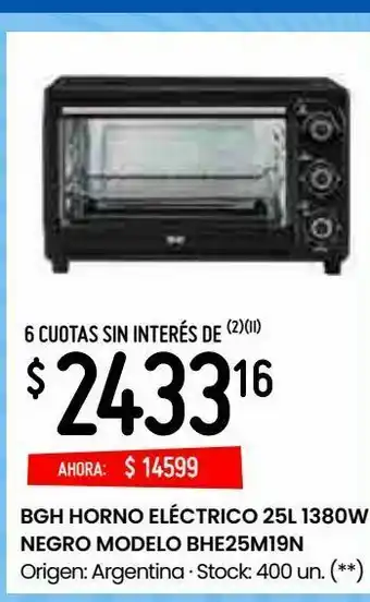 Changomas Bgh horno eléctrico 25l 1380w oferta