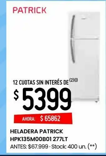 Changomas Heladera patrick hpk135m00b01 277lt oferta