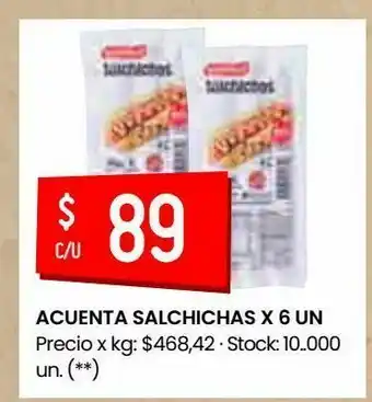 Walmart Acuenta salchichas x 6 un oferta