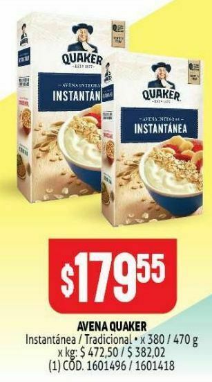Makro Avena quaker 380/470g oferta