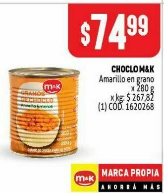Makro Choclo m&k 280g oferta