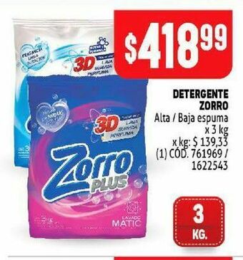 Makro Detergente zorro 3kg oferta