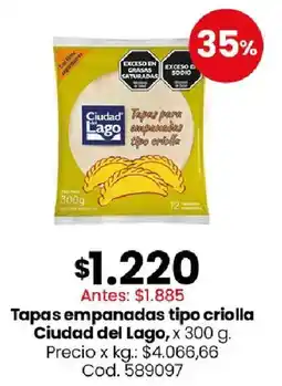 Coto Ciudad del Lago tapas empanadas tipo criolla oferta