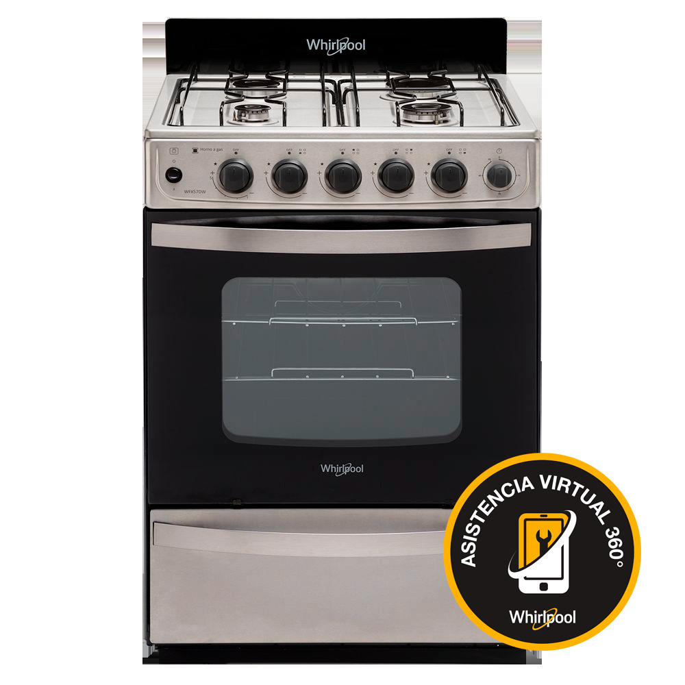 Cocina Whirlpool WFX57DW 56 cm Inox oferta en Frávega