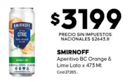 Diarco Smirnoff aperitivo bc orange & lime lata oferta