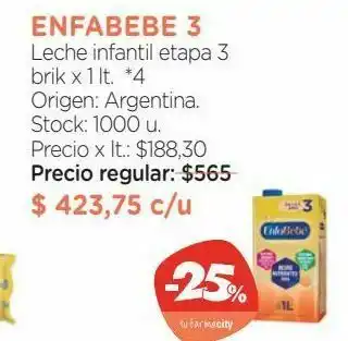 Farmacity Enfabebe 3 leche infantil etapa 3 brik x 1 lt. *4 oferta
