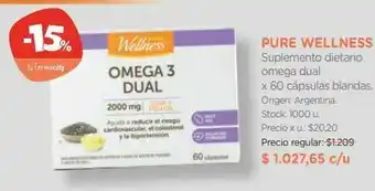 Farmacity Pure wellness suplemento dietario omega dual x 60 cápsulas blandas oferta