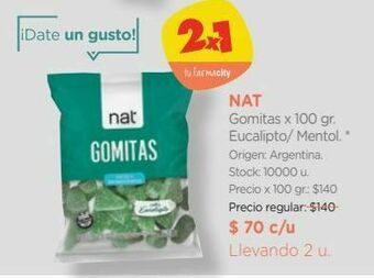 Farmacity Nat gomitas x 100 gr. eucalipto/ mentol oferta