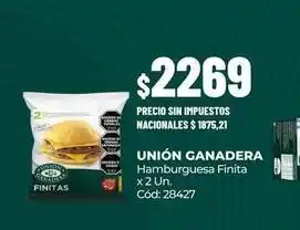 Unión - hamburguesa finita x 2 un. cód: 28427