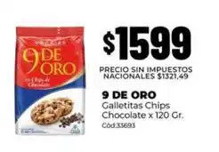 Diarco 9 de oro - 9 de oro galletitas chips chocolate x 120 gr. cód:33693 oferta