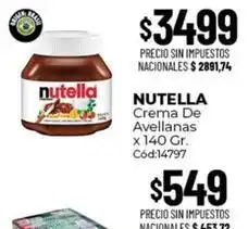 Diarco Nutella - crema de avellanas x 140 gr. cód:14797 oferta
