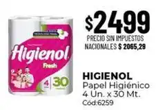 Diarco Higienol - papel higi9enico 4 un. x 30 mt. c3d:6259 oferta