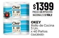 Diarco Okey - rollo de cocina 3 un. x 40 paños cód:26450 oferta