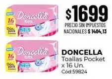 Diarco Doncella - toallas pocket x 16 un. cód:59824 oferta