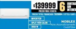 Diarco Noblex - aire acondicionado split frío calor inverter 3550 w oferta