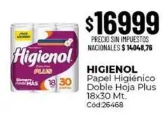 Diarco Higienol - papel higi uevo doble hoja plus 18x30 mt oferta