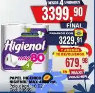 Maxiconsumo Higienol - papel higienico max 4x60 mt. cod: 20959 oferta