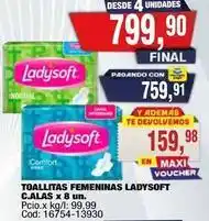 Maxiconsumo Ladysoft - toallitas femeninas ladysoft c.alas x 8 un. pcio.x kg/l: 99,99 cod: 16754-13930 oferta