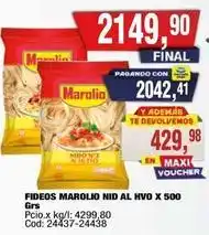 Maxiconsumo Marolio - fideos nid al hvo x 500 grs oferta