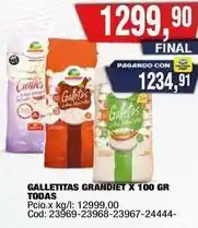 Maxiconsumo Galletitas grandiet x 100 gr todas oferta