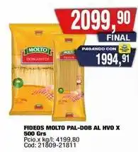 Maxiconsumo Molto - fideos pal-dob al hvo x 500 grs oferta