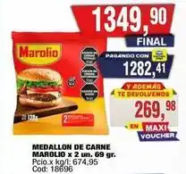 Maxiconsumo Marolio - medallon de carne marolio x 2 un. 69 gr. pcio.x kg/l: 674,95 cod: 18696 oferta