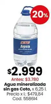 Coto Coto - agua mineralizada sin gas oferta