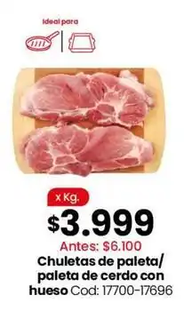 Coto Ideal - chuletas de paleta/paleta de cerdo con hueso cod: 17700-17696 oferta