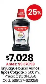 Coto Colgate - enjuague bucal varios tipos oferta